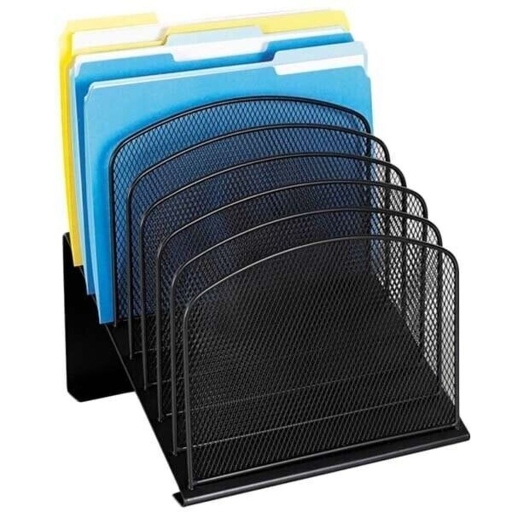 Safco 3258BL Mesh Desk Organizer w/ 8 Tiered Sections - Letter/Legal, Black NEW